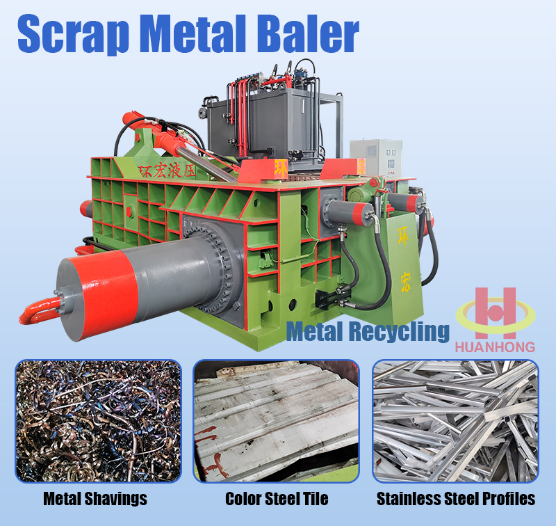 Baler Hidraulik Scrap Aluminium Logam Kuat Baja Penuh
